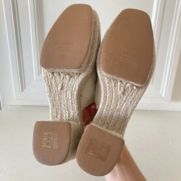 NWOT Alohas Free People Celeste Cream Leather Heeled Clogs Sz 39 - Picture 8 of 9